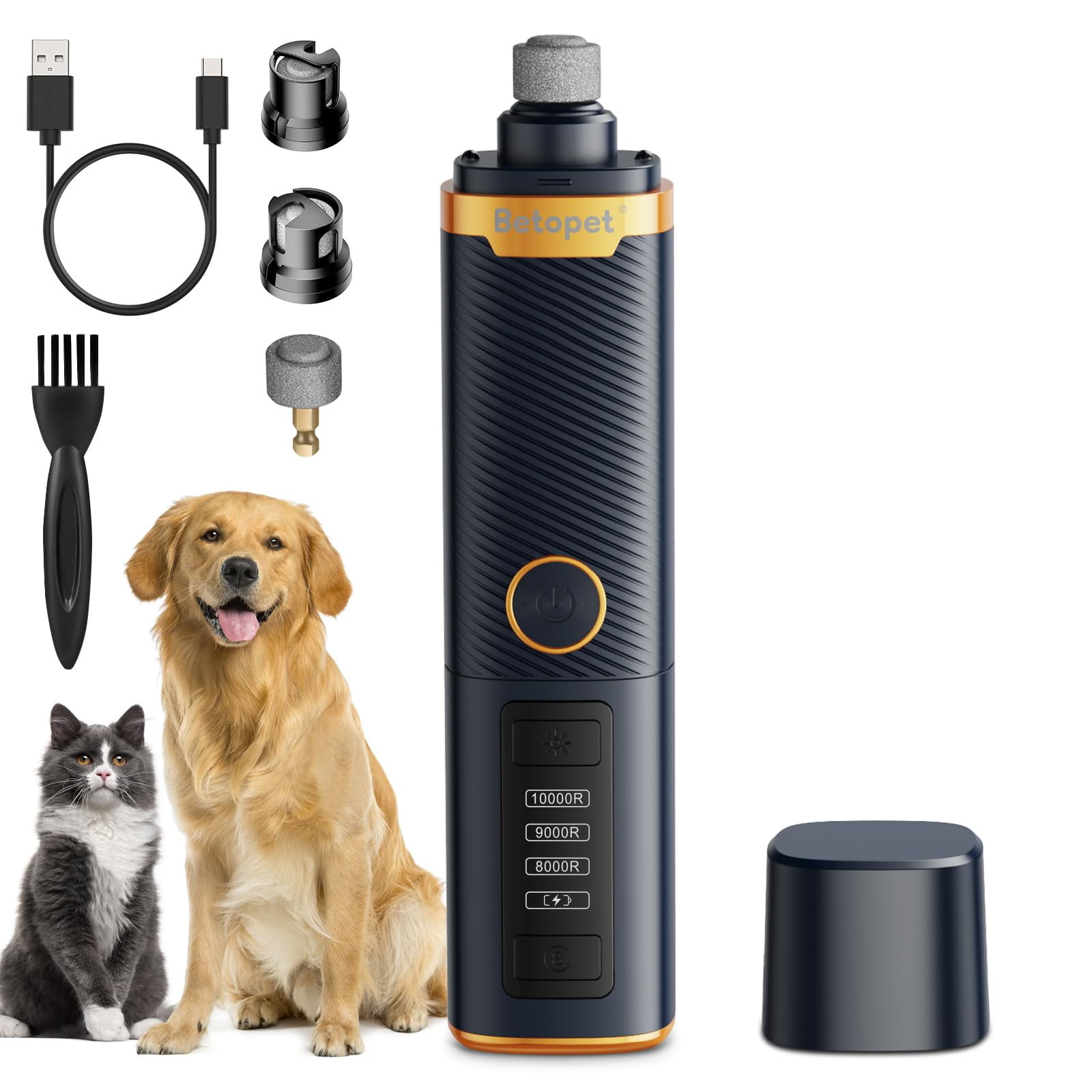 BETOPET Upgraded Dog Nail Grinder Quiet 3Speed Professional Dog Nail