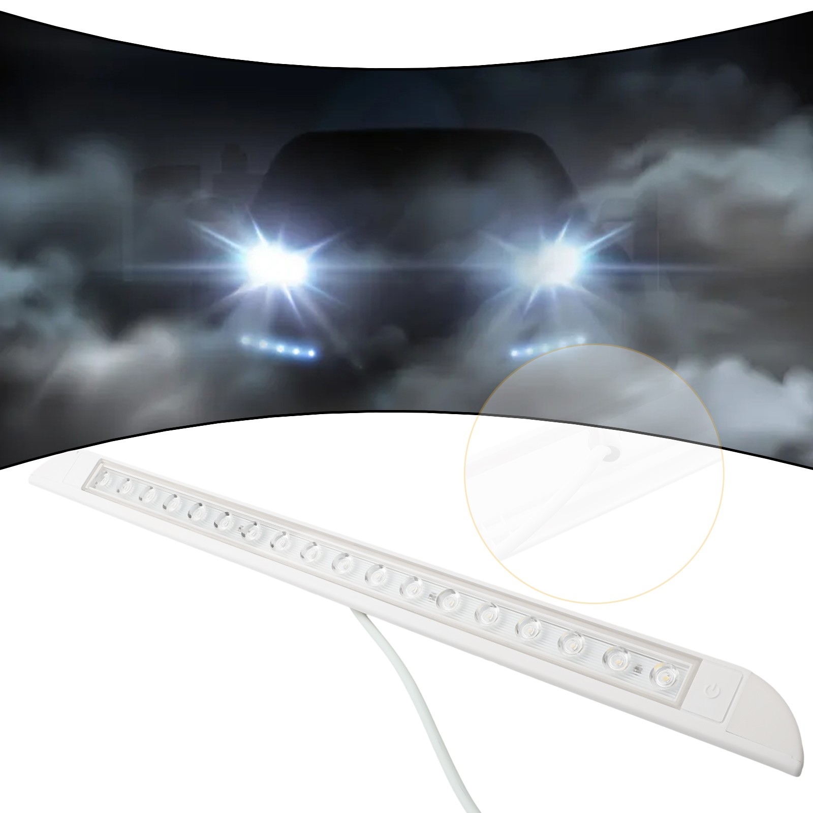BETOR 12-28VDC RV LED Waterproof Interior Lamps Light Bar RV Van Camper Exterior Lamp, White