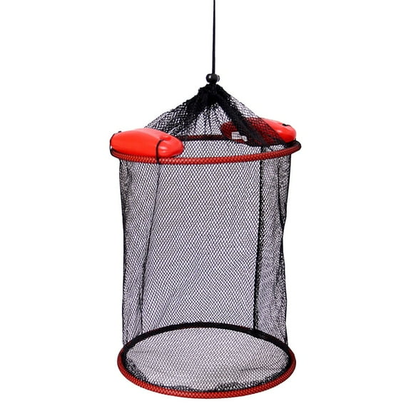 BETOR Foldable Fishing Mesh Bait Cage Trap Floating Basket for Live Caught Fish, 25*30cm