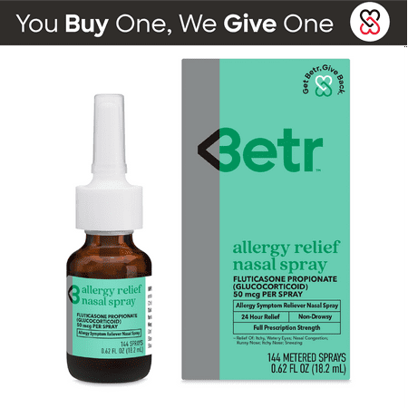 BETR Remedies 24 Hour Allergy Relief Nasal Spray Fluticasone Propionate 50 mcg, 144 Metered Sprays