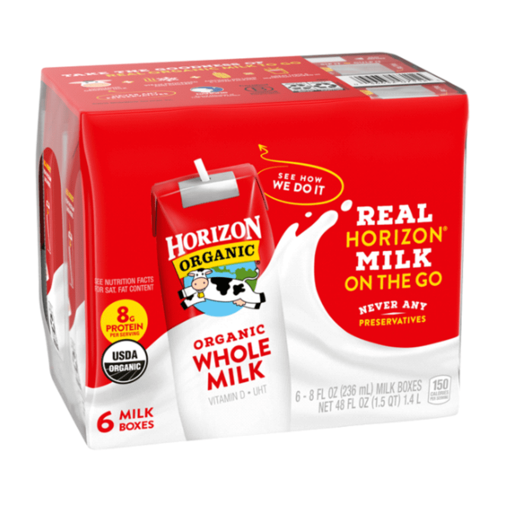 BETRULIGHT Organic ShelfStable Whole Milk boxes, Horizon Whole Milk Single Serve, 8.0 Fl OZ