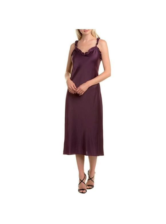 BETSEY JOHNSON Women's Ruffle Straps Slip Midi Dress-Red / 12