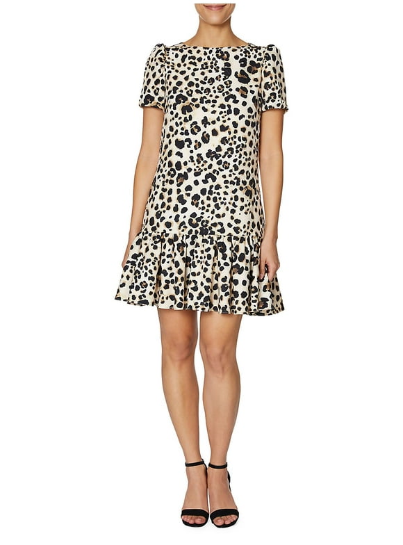 BETSEY JOHNSON Womens Beige Short Sleeve Mini Fit + Flare Dress 4