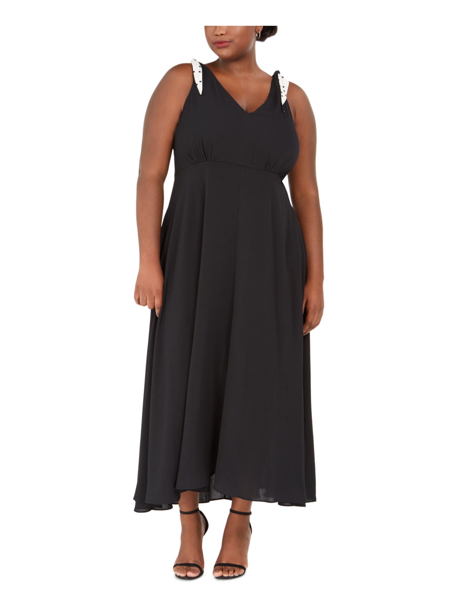 BETSEY JOHNSON Womens Black Sleeveless Maxi Empire Waist Evening