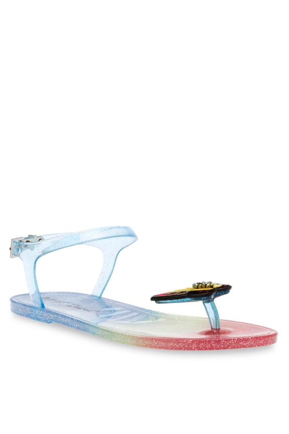 Womens Rainbow Adjustable Embellished Tabby Round Toe Buckle Jelly 6