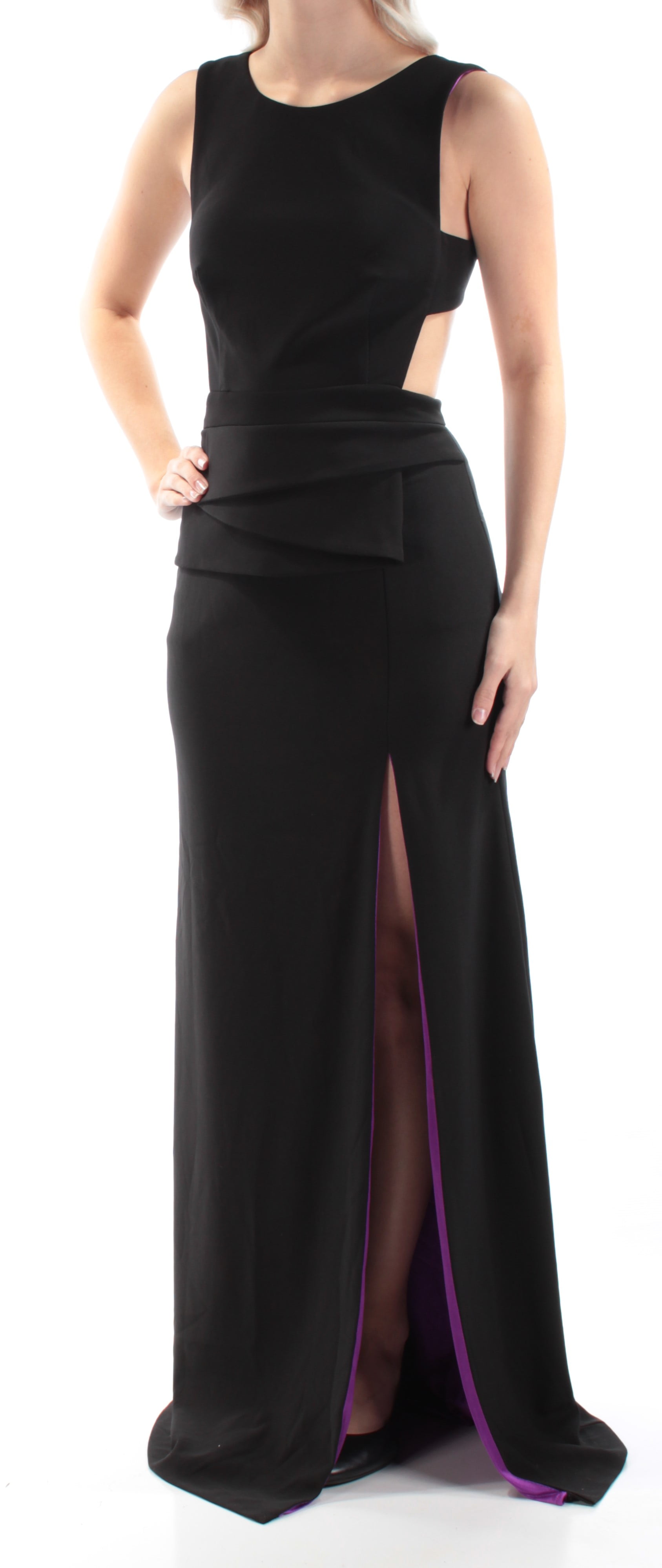 betsy and adam black dress Betsy & Adam Petite Tuxedo-Neck Strapless Gown - Black