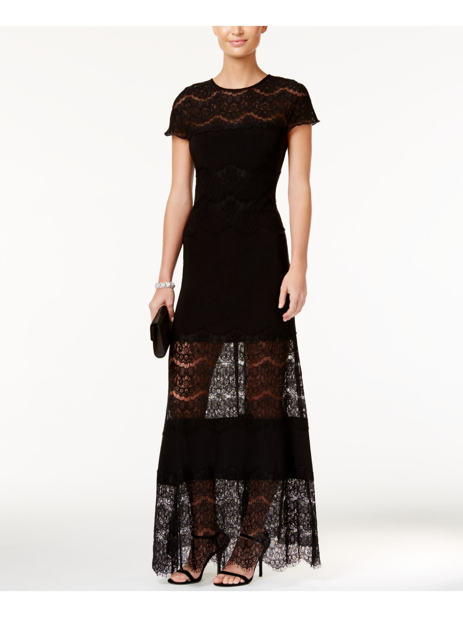 betsy and adam lace sheath dress B&A By Betsy and Adam Women's Lace-Top Sheath Dress