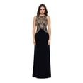 thumbnail image 1 of BETSY & ADAM Womens Black Embellished Zippered Patterned Sleeveless Jewel Neck Full-Length Formal Dress 2, 1 of 5