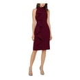 thumbnail image 1 of BETSY & ADAM Womens Burgundy Ruffled Halter Knee Length Evening Sheath Dress 10, 1 of 2