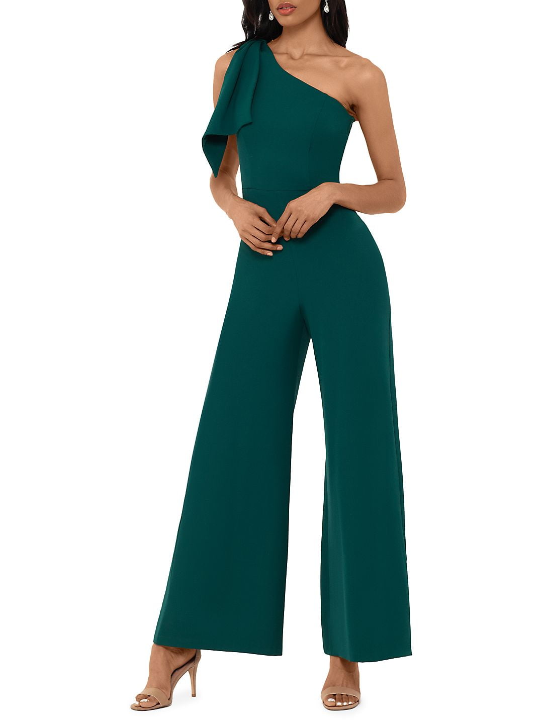 BETSY ADAM Womens Green Sleeveless Asymmetrical Neckline Jumpsuit Size 2 Walmart