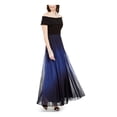 thumbnail image 1 of BETSY & ADAM Womens Navy Pleated Glitter Gown Ombre Short Sleeve Off Shoulder Maxi Evening Fit + Flare Dress 8, 1 of 5