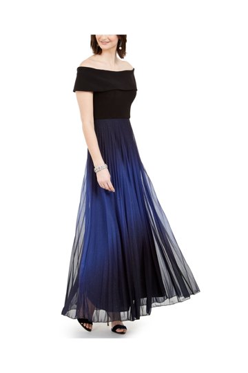 open lace back dress Formal Long Dress A25113 by Betsy and Adam Teal/Gold / 2