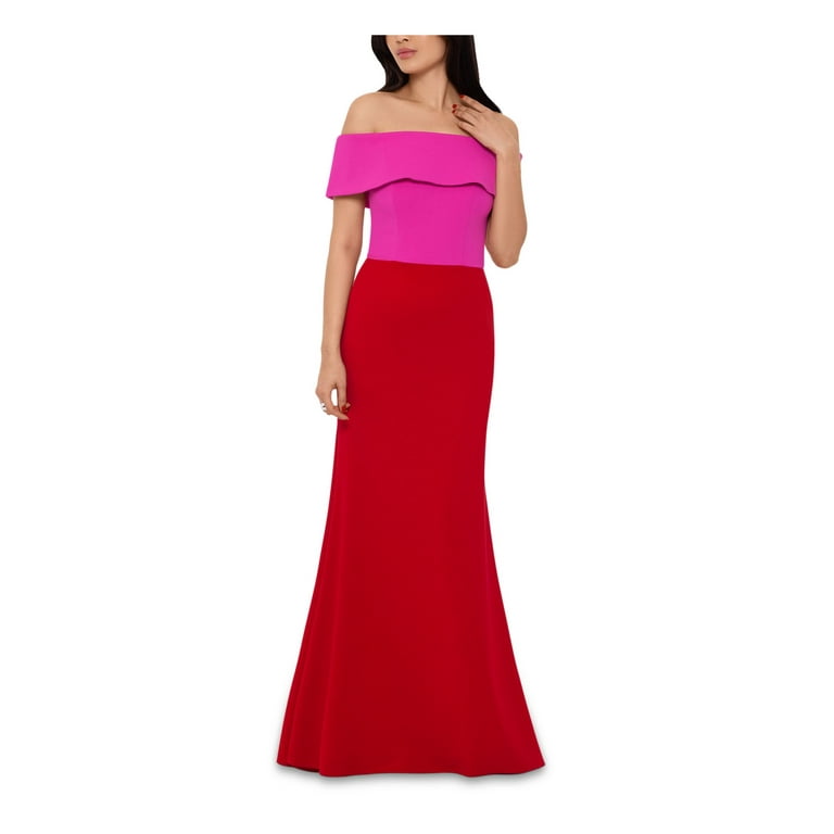 Betsy and adam off shop the shoulder scuba gown