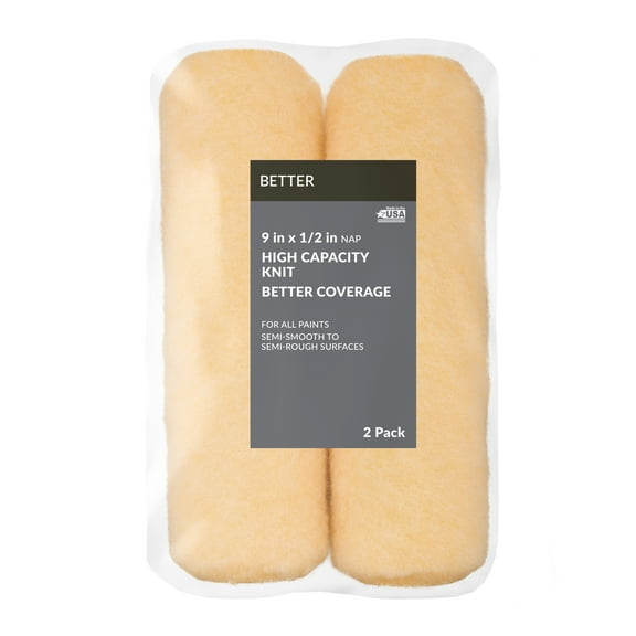 BETTER 9 in x 1/2 in nap High Density Knit Paint Roller Cover, 2 Pack