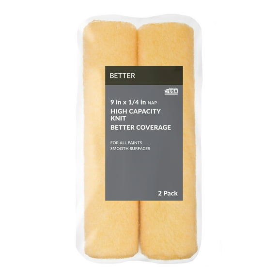 BETTER 9 in x 1/4 in nap High Density Knit Paint Roller Cover, 2 Pack
