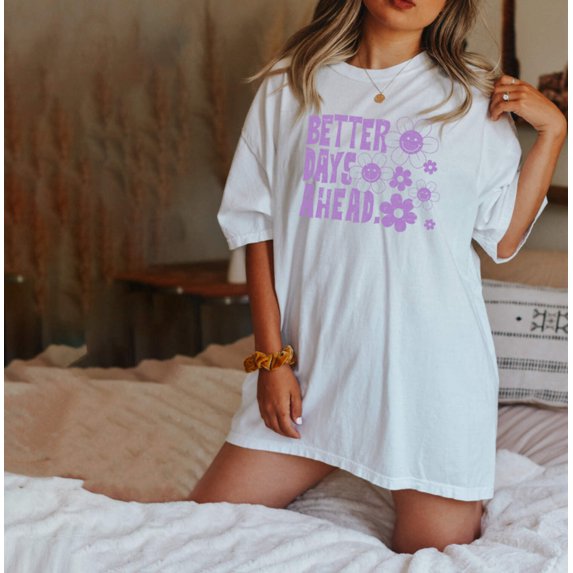 BETTER DAYS AHEAD Garment Dyed Graphic T-Shirt