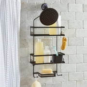 Better Homes & Gardens Matte Black Hanging Shower Caddy with Lock-Top and Soap Tray