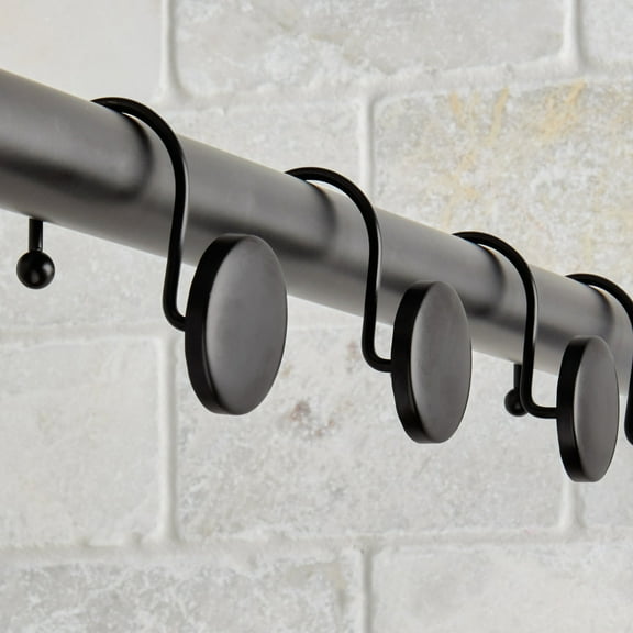 Better Homes & Gardens Matte Black Decorative Button Shower Hooks, Rustproof Metal, 12 Count