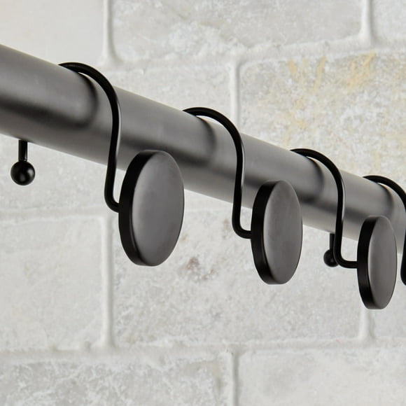 Better Homes & Gardens Matte Black Decorative Button Shower Hooks, Rustproof Metal, 12 Count