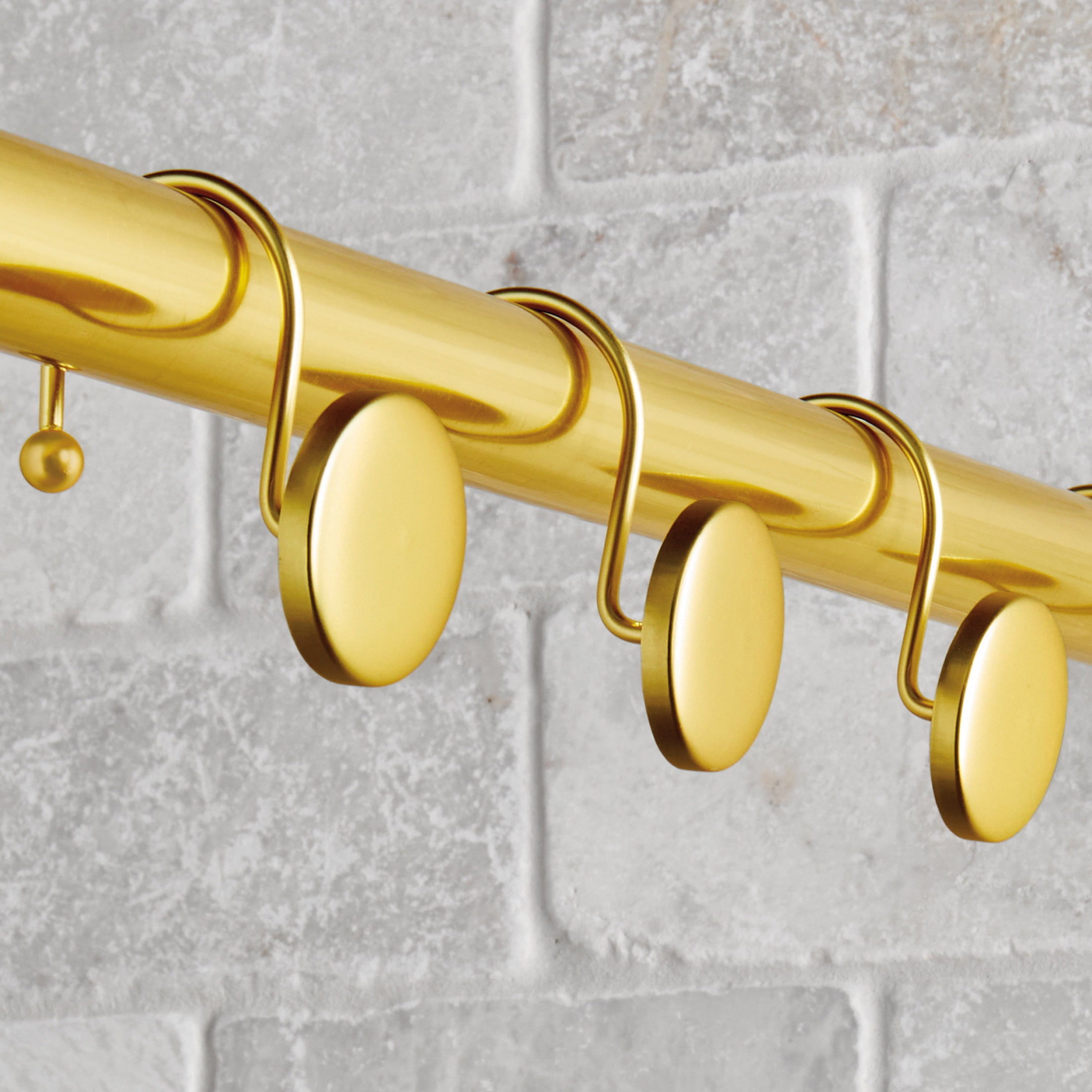 Better Homes & Gardens Brass Decorative Button Shower Hooks, Rustproof Metal, 12 Count