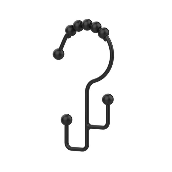 Better Homes & Gardens Matte Black Easy Glide Double Shower Hooks, Rustproof, 12 Count