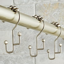 Better Homes & Gardens Satin Nickel Easy Glide Double Shower Hooks, Rustproof, 12 Count