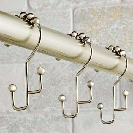 Better Homes & Gardens Satin Nickel Easy Glide Double Shower Hooks, Rustproof, 12 Count