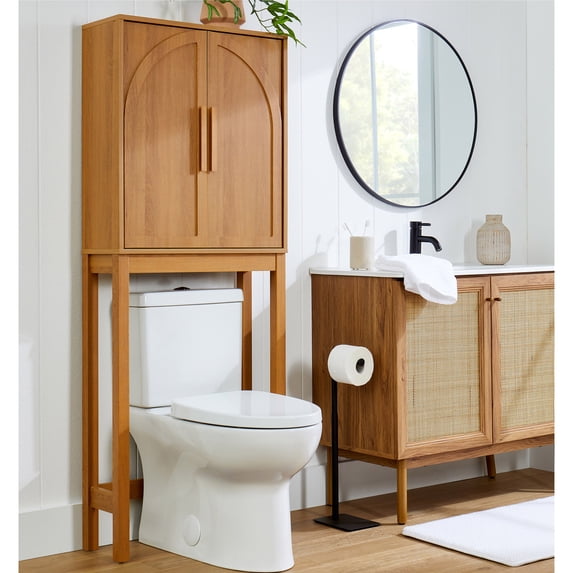 Better Homes & Gardens Juliet over-the-Toilet Space Saver Cabinet, 2 Adjustable Shelves, Light Honey