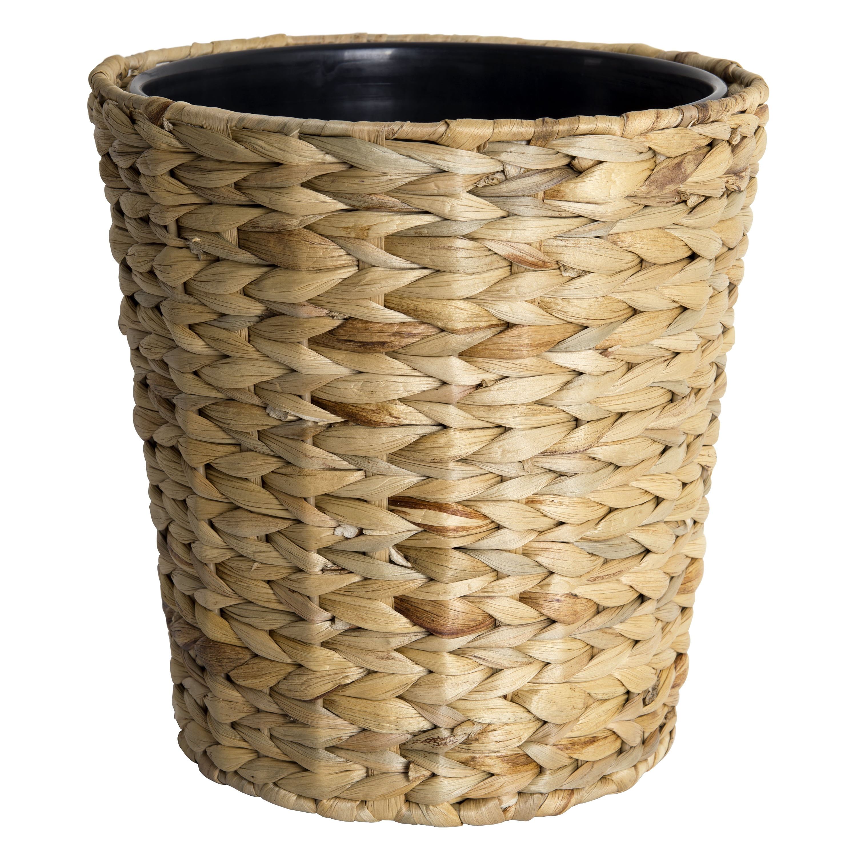 Better Homes & Gardens Natural Finish Water Hyacinth Trash Can with Removable Liner, 1.8 Gallon
