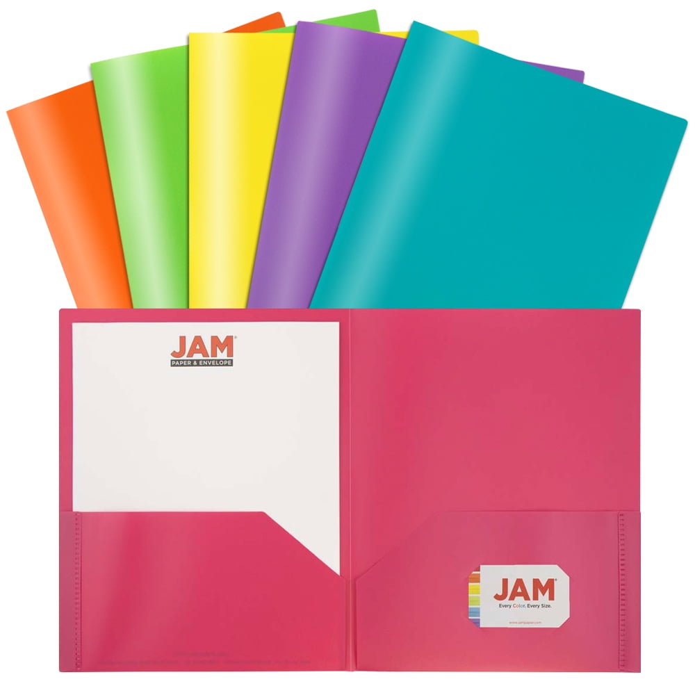 BETTER THAN BASIC Plastic 2 Pocket School Folders, Assorted Vibrant Fashion Colors, 6/Pack