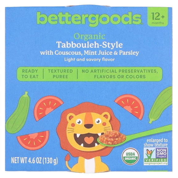 bettergoods Organic Stage 4 Baby Food Tabbouleh-Style with Couscous, Mint Juice, and Parsley, 4.6 oz Tub