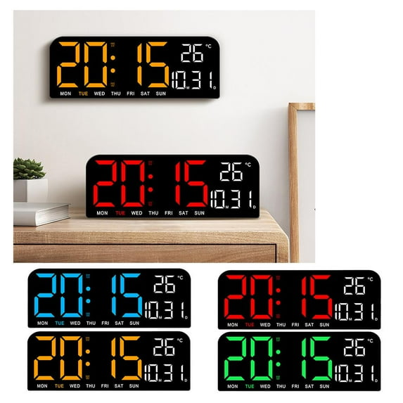 BETTERLIFE 1*Digital Wall Clock Led Alarm Temperature Humidity Large Display Night Mode New B4V1