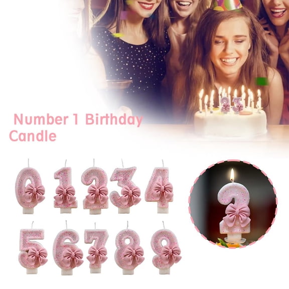 BETTERLIFE 1xPink Number Birthday Candles Extended Big Number Topper Cake Decoration G1K2