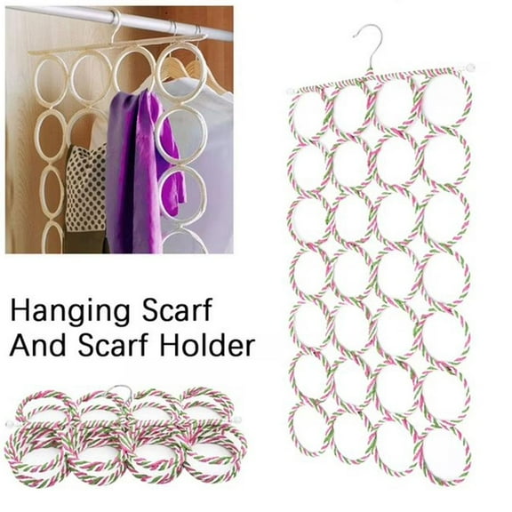 BETTERLIFE 28 Scarf Shawl Scarves Holder Foldable Tie Belt Hook Organizer Rattan  ~ I5Z8