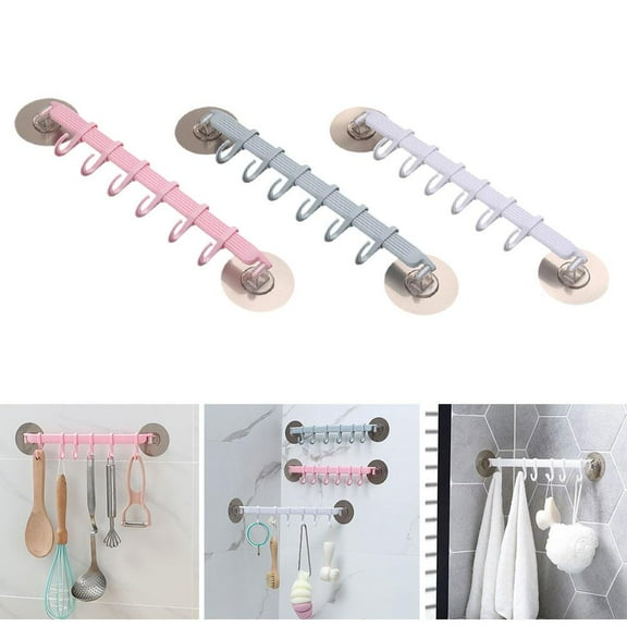 BETTERLIFE 6 Hooks Wall Vacuum Rack Suction Cup Towel Bathroom/Kitchen Holder Sucker Hanger N9T8