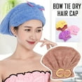 thumbnail image 1 of BETTERLIFE Coral fleece dry hair cap (yellow) (E)$Bow knot dry hair cap microfiber cute shower cap hair absorbent dry hair cap dry hair towel, 1 of 1