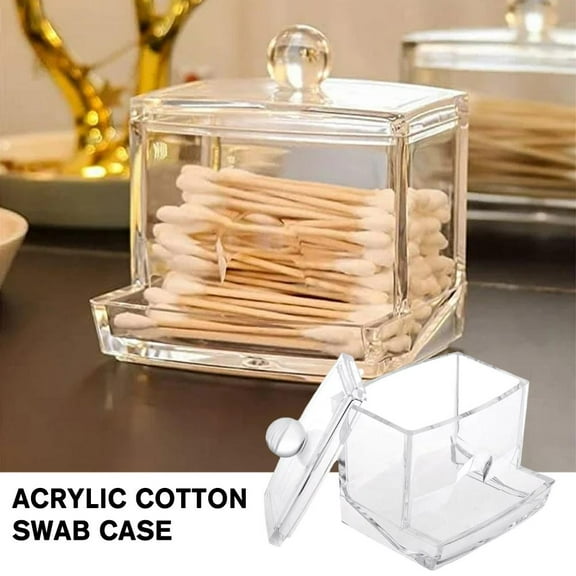 BETTERLIFE Cotton Swab Holder, Modern Clear Qtip Holder with Lid Dispenser Cotton Swab K3N0
