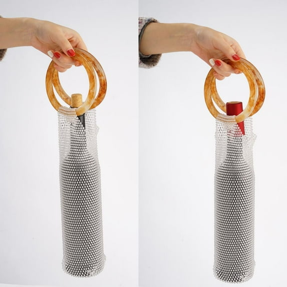 BETTERLIFE Diamond Rhinestones Wine Bag Elastic Net Sturdy Handle Wedding Gifts Sparkly/ A7O2