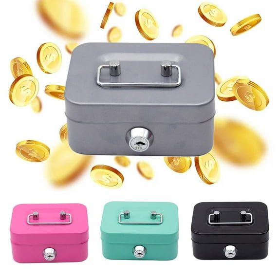 BETTERLIFE Gray piggy bank (A) $ Creative portable piggy bank storage box small size with key storage box coin box with lock piggy bank