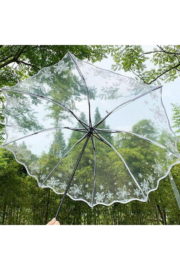 BETTERLIFE Manual black like summer flowers (A) $ Transparent umbrella female folding umbrella manual black like summer flowers