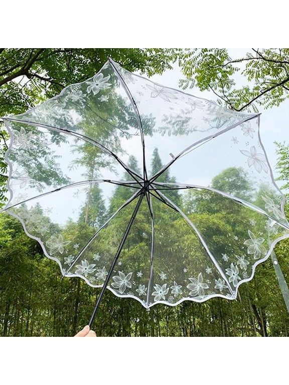 BETTERLIFE Manual white like summer flowers (B) $ Transparent umbrella female folding umbrella manual black like summer flowers