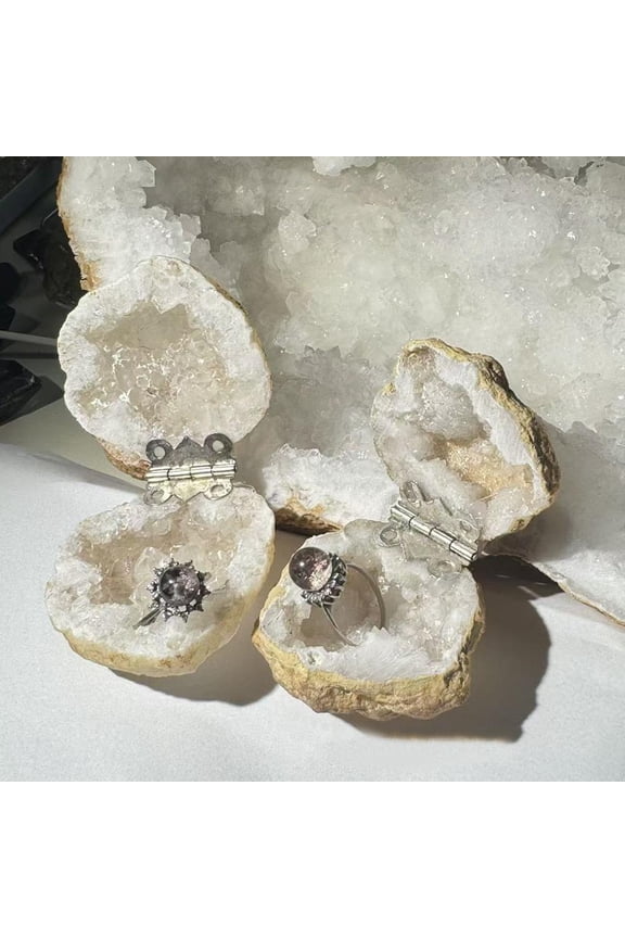 BETTERLIFE Unique Druzy Agate Geode Hand Made Jewelry Box Casket Mineral Box. V8L0