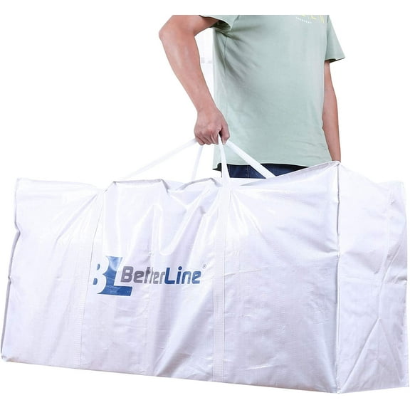 BETTERLINE Extra Large Storage Bag - Heavy Duty 45x22x16 Inches Huge Tote Duffel with Max Load of 100 lbs. (45kg) - Tear-Resistant & Water-Resistant Polypropylene Woven Cloth, with Zippers
