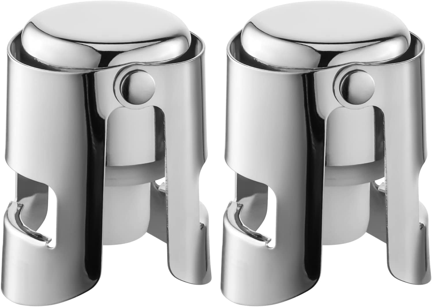 BETTFOR Champagne Stoppers with Stainless Steel Champagne Saver with Food Grade Silicone Leak proof Keep Fresh Suitable for Champagne, Cava, Prosecco and Sparkling (Silver, 2 Pack)