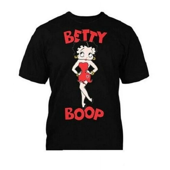 BETTY BOOP VINTAGE FRONT/BACK PRINT Black T shirt 100% cotton sz L Large New
