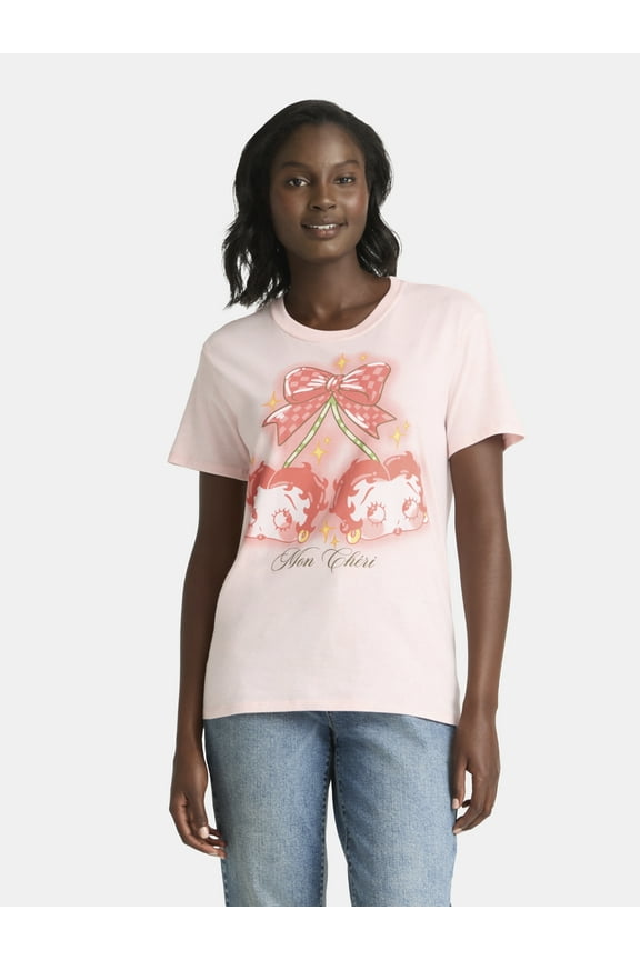 Betty Boop Women's Graphic Tee with Short Sleeves, Sizes XXS-XXL