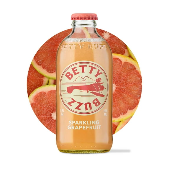 BETTY BUZZ SPARKLING GRAPEFRUIT NON-ALCOHOLIC 9OZ 4 BOTTLES