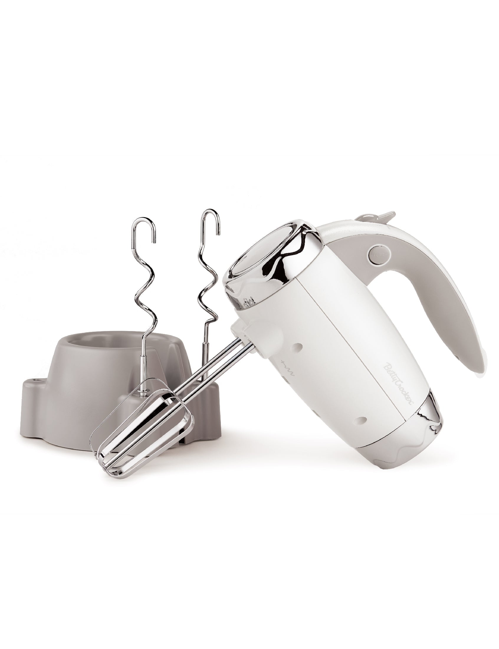 Betty Crocker 7-Speed Corded Electric Power Up Hand Mixer with Stand (White), BC-4208W