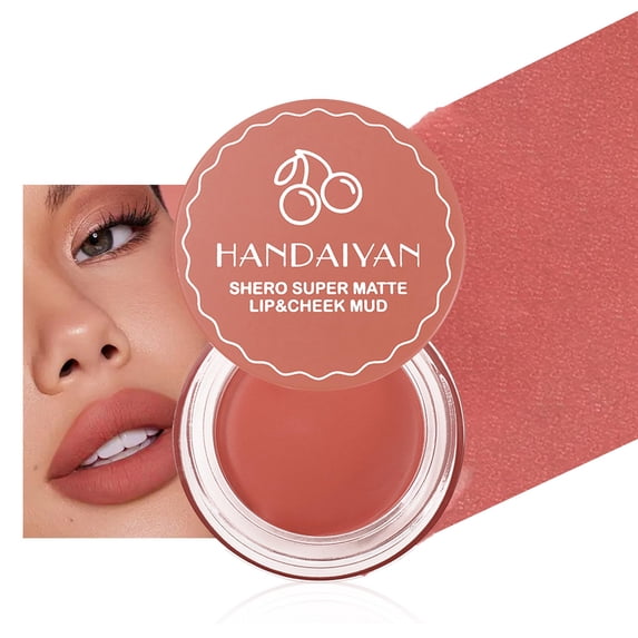 BEUKING Blurry Pudding Pot for Lip&Cheek,Moisturizing Buildable Lightweight, Multi-Use Soft Matte Finish Makeup Blush, Natural Glow High Pigment Lipstick Blush Lasting Lip Tint, 01# Strawberry Nude