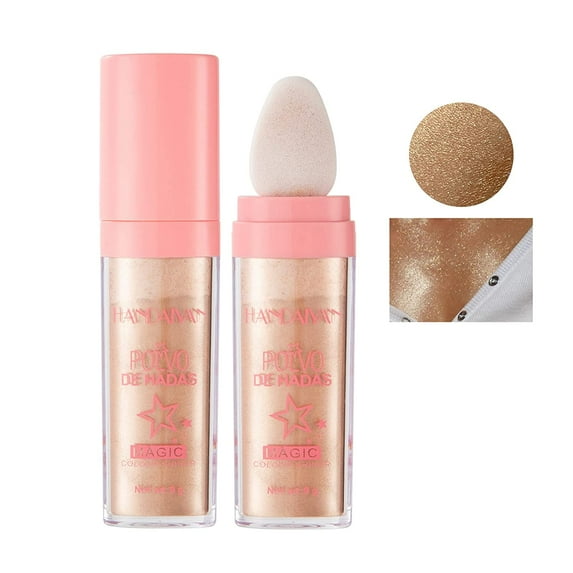 BEUKING Body Glitter, Fairy Polvo De Hadas Shimmer Face Highlighter Powder & Blush Stick, Instant Glow Luminizer Duo, Glitter Face Hair High Gloss, Sparkle Smudge-Proof Highlighter Stick Party Makeup